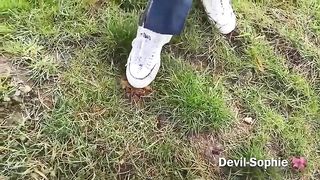 Sophie big ass poops in a field