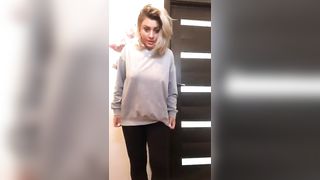 Sexy tattooed busty babe masturbates and poops