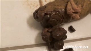 Amateur babe drops a big heavy poop on the floor