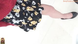 Cheeky Japanese young girl pooping