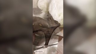 Naughty big ass blonde poops out messy load