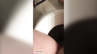 Naughty big ass blonde poops out messy load