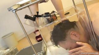 Nasty Japanese lady poops for her slave