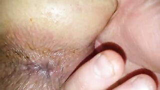 Pooping ass and wet pussy fingered