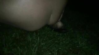 Juicy hot ass chick pooping outdoor