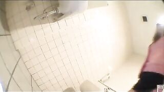 Japanese young girl makes toilet dirty