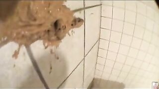 Japanese young girl makes toilet dirty