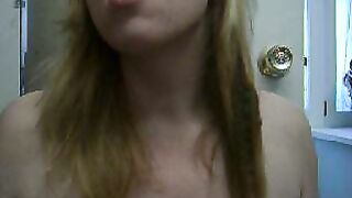 Teen blonde girl eating her poop