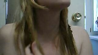 Teen blonde girl eating her poop