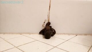 Nerdy girl showing her pussy and pooping ass