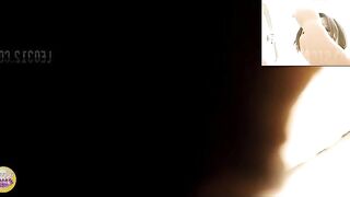 Woman squats and takes a shit in a public toilet