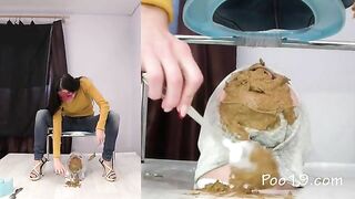 Mistress poop playing with her slave