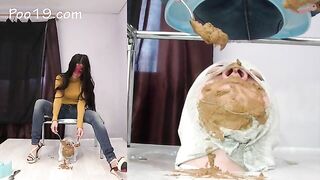 Mistress poop playing with her slave