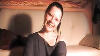 Teen rubbing her clit while licking her poop