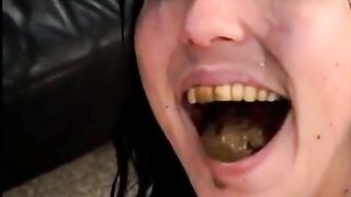 Kinky brunette slut love eating poop