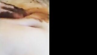 Wife rubbing her pussy with her shit