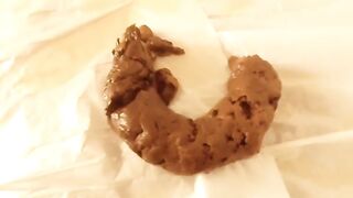 Tattooed sexy teen pooping on the floor