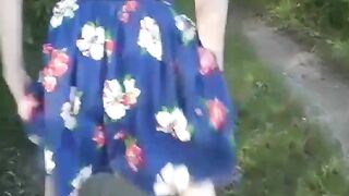 Amateur milf poops outdoor