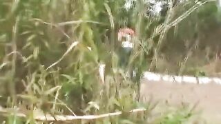 Amateur girl poops nicely in the open