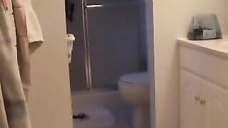 Lovely amateur brunette girl pooping in the toilet