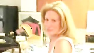 Good looking blonde milf poops creamy load