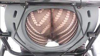 Lady in fishnet poops heavily