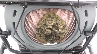 Lady in fishnet poops heavily