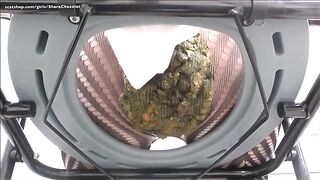 Lady in fishnet poops heavily