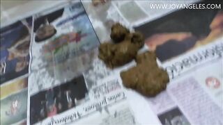 Big ebony messy poop