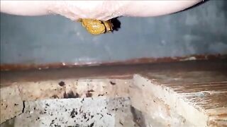 Pissing and pooping in the dirty toilet