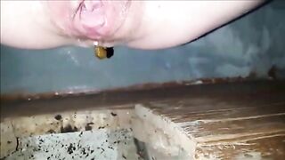 Pissing and pooping in the dirty toilet