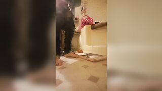 Dropping sticky poop into a pizza box