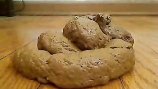 Young chubby girl poops in doggy style