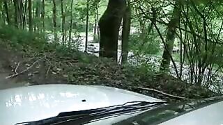 Girl liquid shitting on her car hood