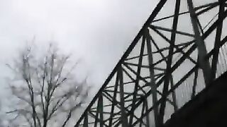 Sexy German slut poops on the stairs outdoor