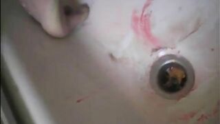Girl shit in the shower while finger banging