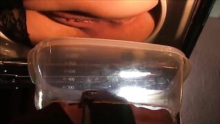 Mistress in lingerie pooping for her slave