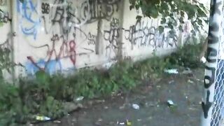 Nasty Crack Whore Poops In The Woods