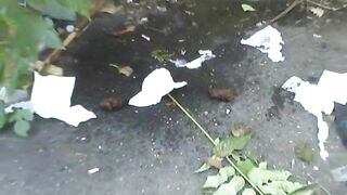 Nasty Crack Whore Poops In The Woods