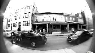 Pooping behind the car in the public