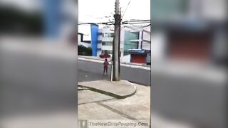 Skinny amateur babe pooping in the public