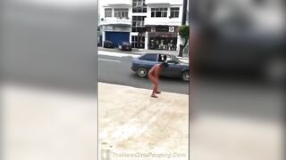 Skinny amateur babe pooping in the public