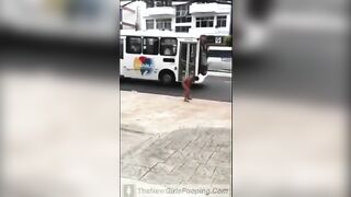 Skinny amateur babe pooping in the public