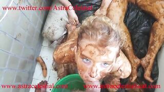 Beautiful scat babe enjoying smearing scat fuck
