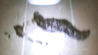 Sexy blonde with long legs teasing and pooping