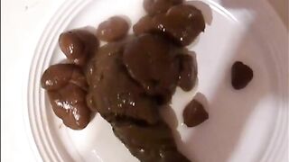 Tasty babe pooping on the floor