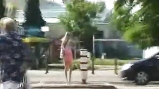 Young babe panty poops in the public