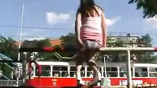 Young babe panty poops in the public