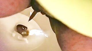 Juicy lady pooping in the toilet