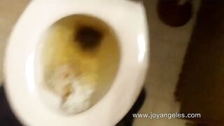 Amateur lady with sweet bubble butt teasing in toilet